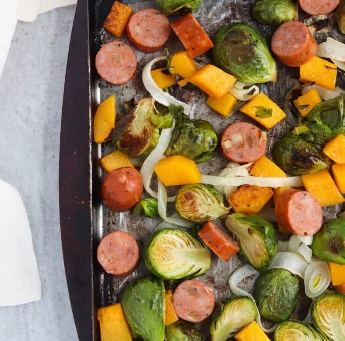 Sheet Pan Butternut Squash, Brussels & Sausage