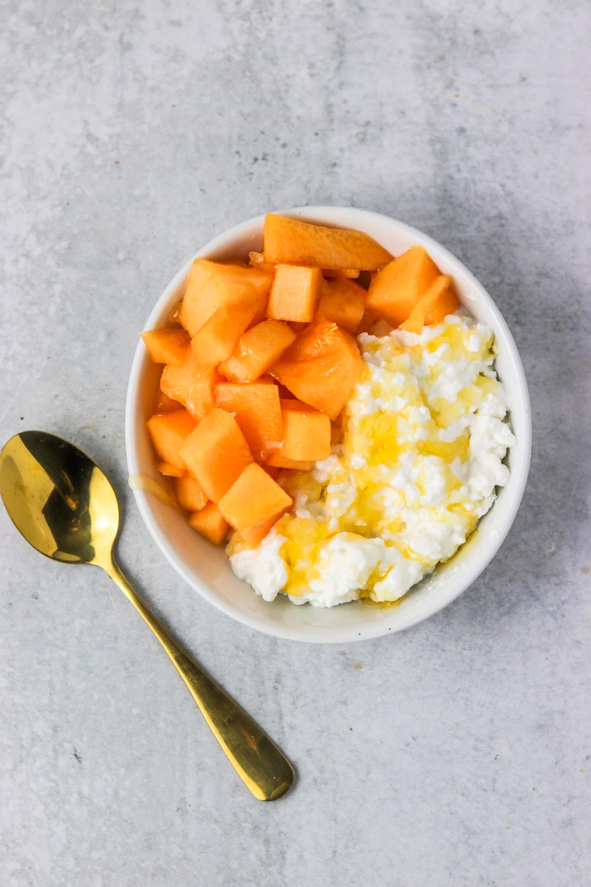 Cantaloupe with Cottage Cheese + Honey